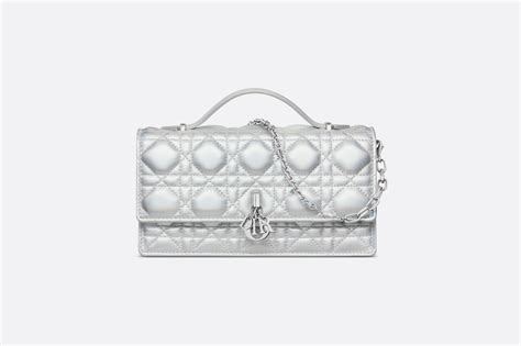 miss dior mini bag iridescent metallic silver-tone cannage lambskin|DIOR.